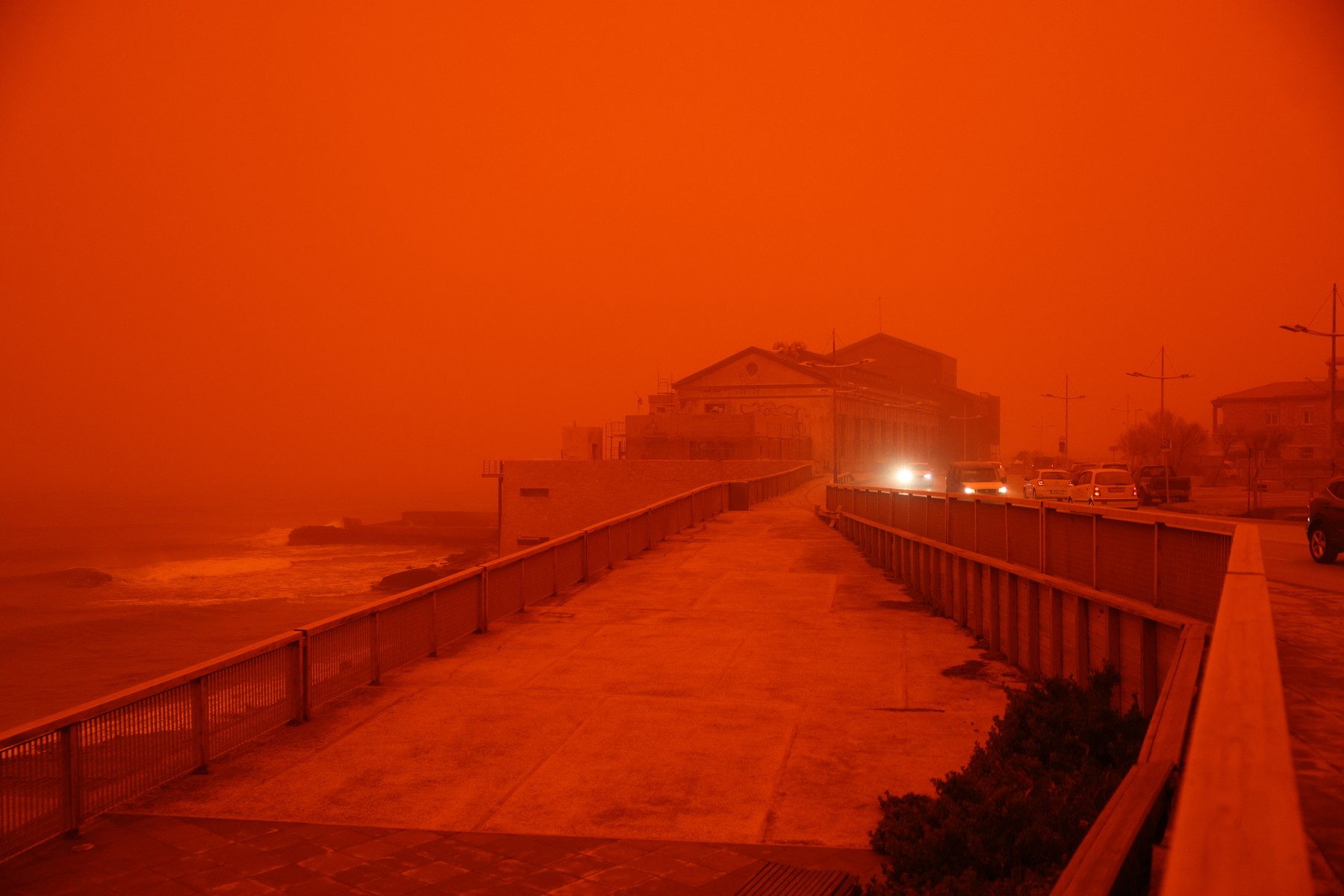 Crete is cloaked by Saharan dust storm in Greece on April 1, 2026.