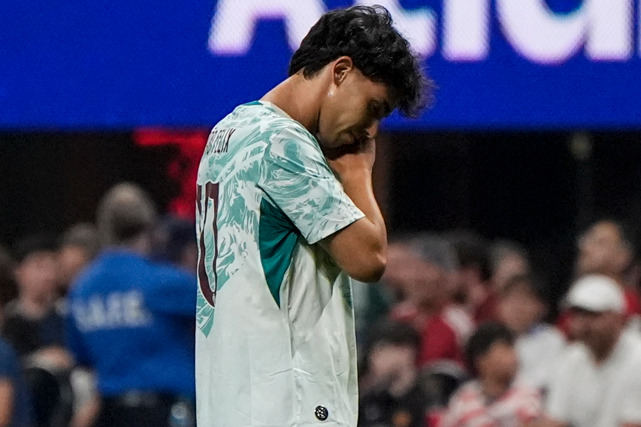 Portugal's Joao Felix (10) celebrates his goal against USA during the second half of an international friendly soccer match, Tuesday, March 31, 2026, in Atlanta. (AP Photo/Mike Stewart)