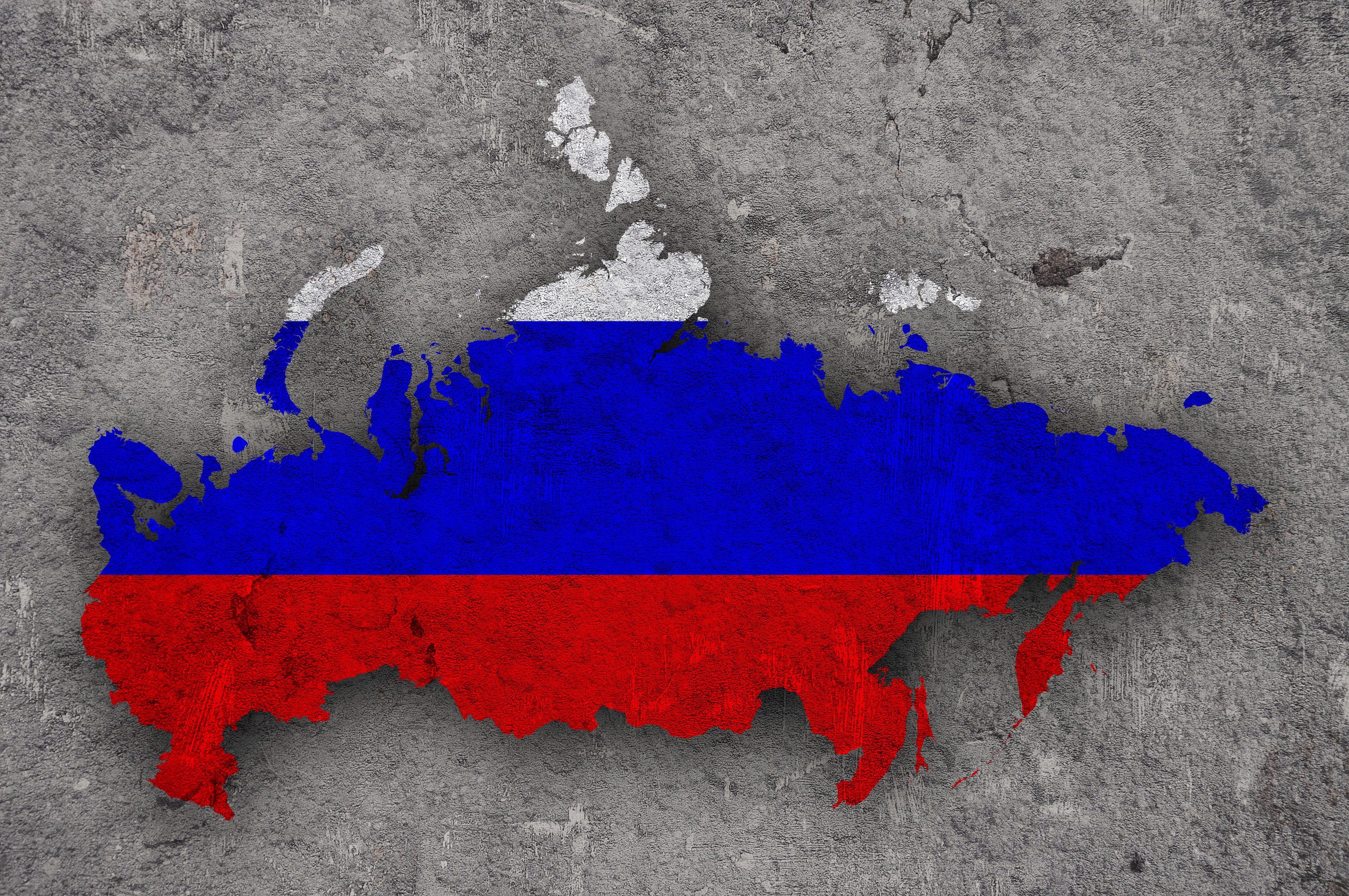 Map and flag of Russia on weathered concrete,Image