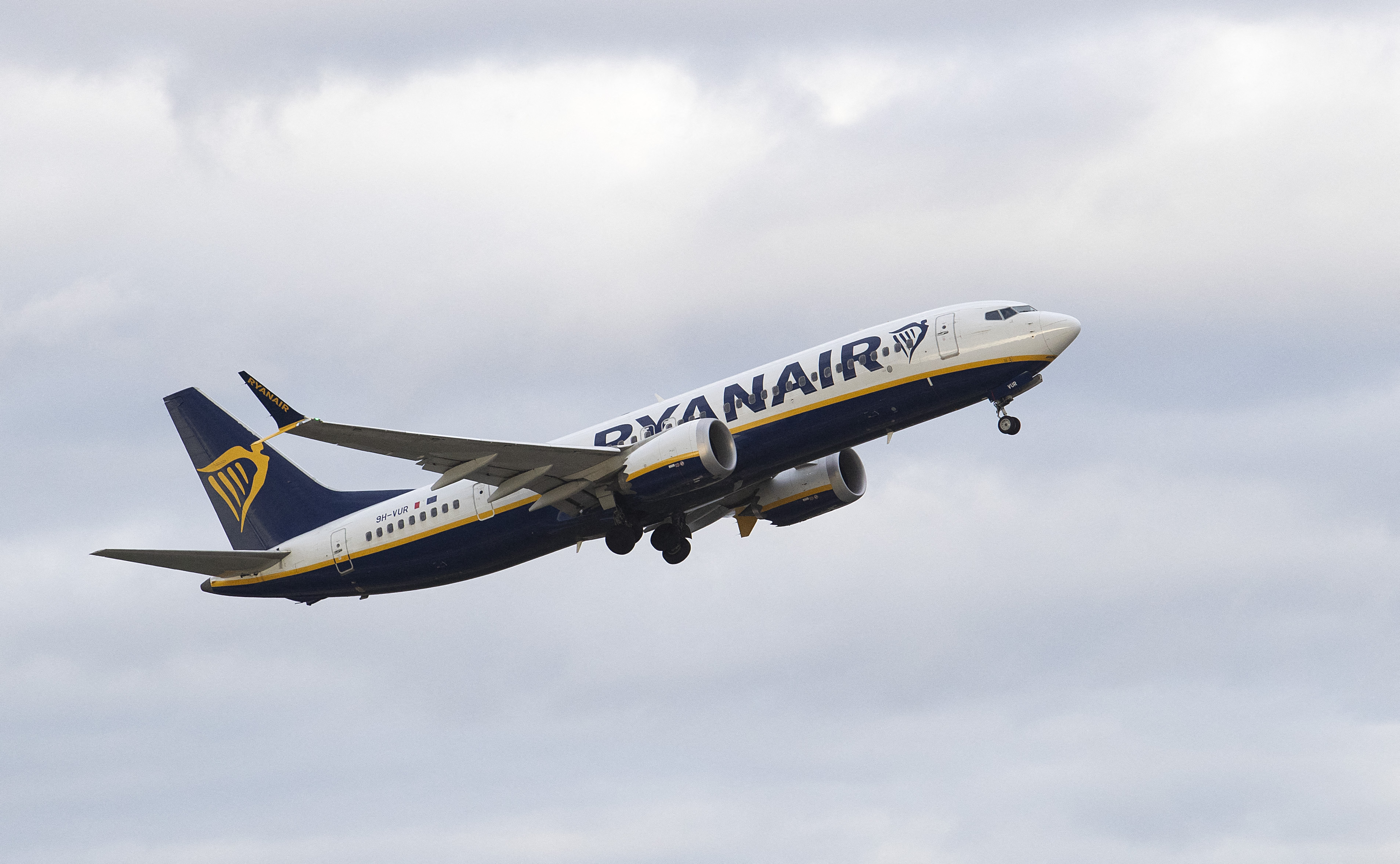 A Ryanair plane takes off from Palma de Mallorca airport on December 1, 2025. (Photo by Jaime REINA / AFP)