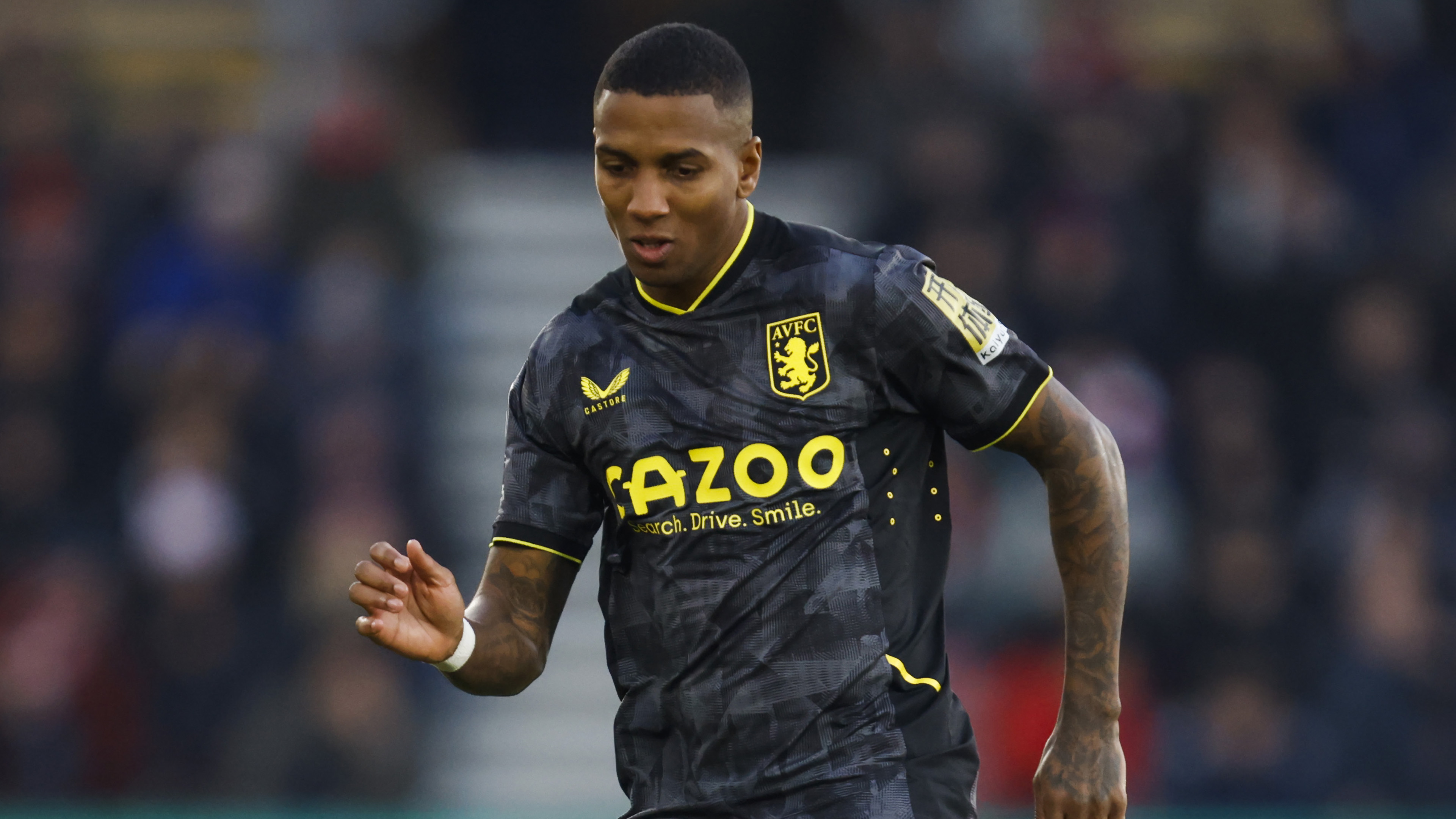 Aston Villa's Ashley Young in action during the English Premier League soccer match between Southampton and Aston Villa at St Mary's Stadium in Southampton, England, Saturday, Jan. 21, 2023. (AP Photo/David Cliff)