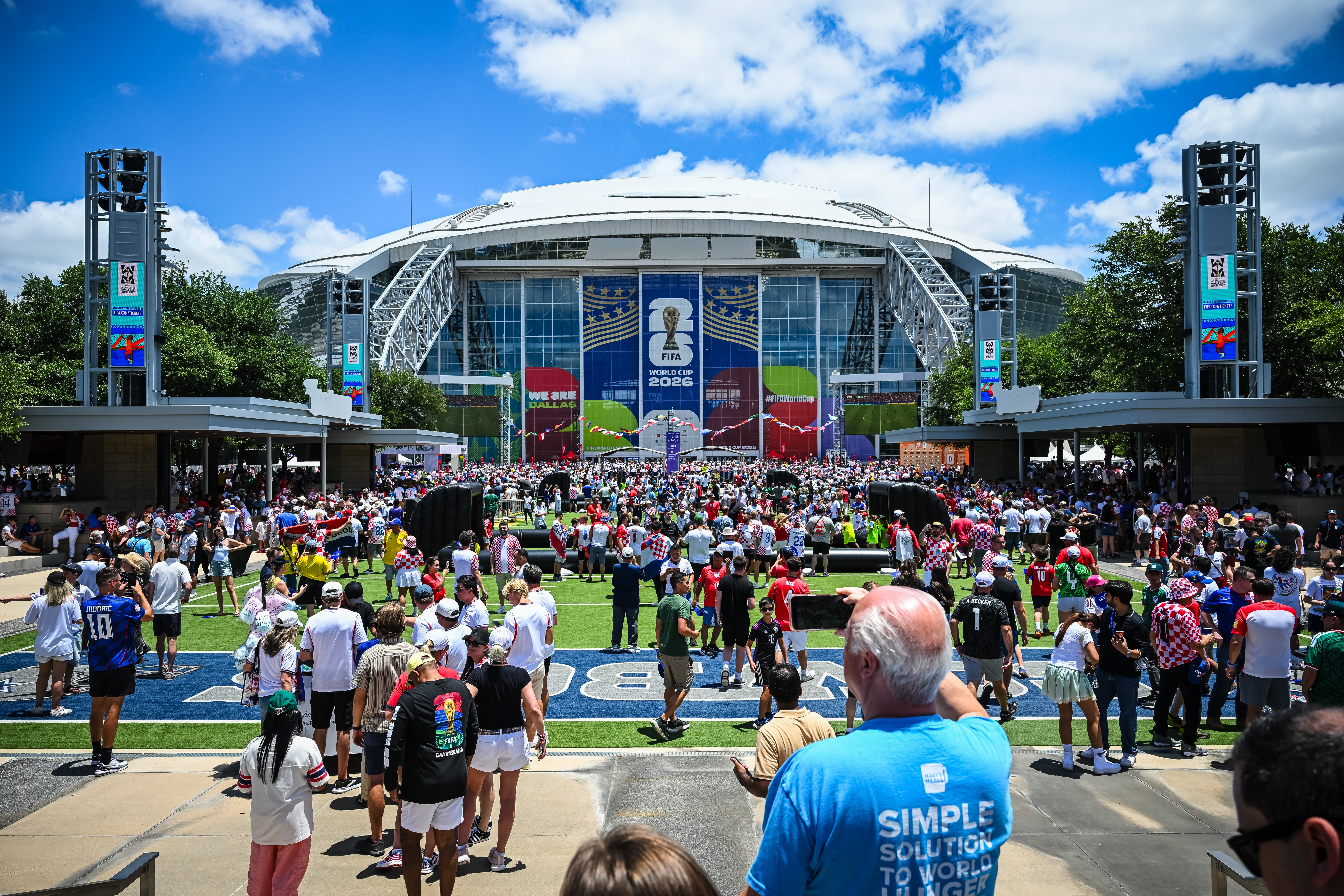 A fan area appears full before the World Cup Group L soccer match between England and Croatia in Arlington, Texas, near Dallas, Wednesday June 17, 2026. (AP Photo/Jessica Tobias)
