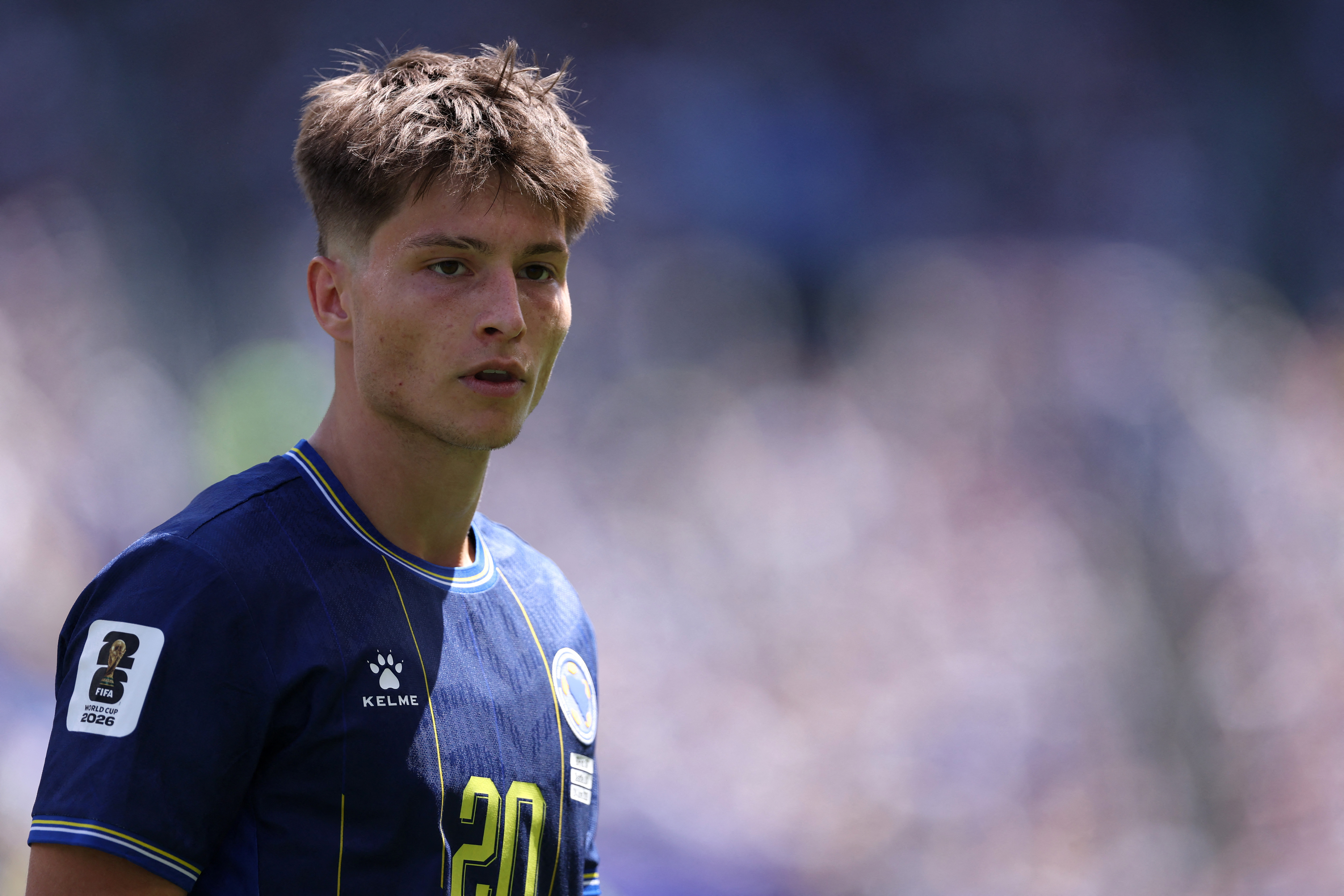 SEATTLE, WASHINGTON - JUNE 24: Esmir Bajraktarevic #20 of Bosnia and Herzegovina in action during the FIFA World Cup 2026 Group B match between Bosnia and Herzegovina and Qatar at Seattle Stadium on June 24, 2026 in Seattle, Washington.   Richard Heathcot