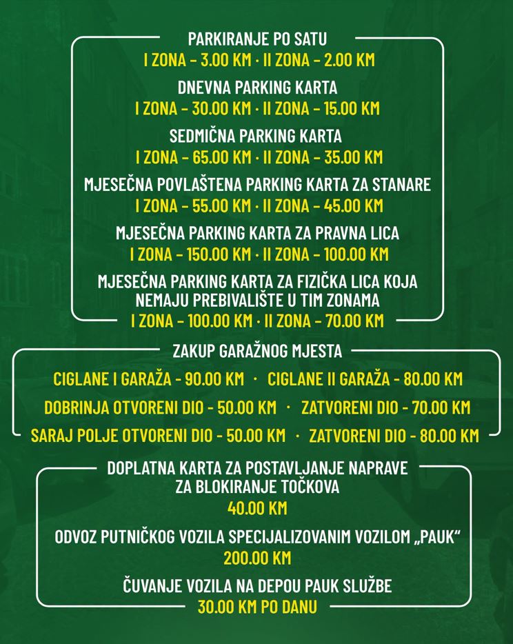 nove cijene parkinga sarajevo
