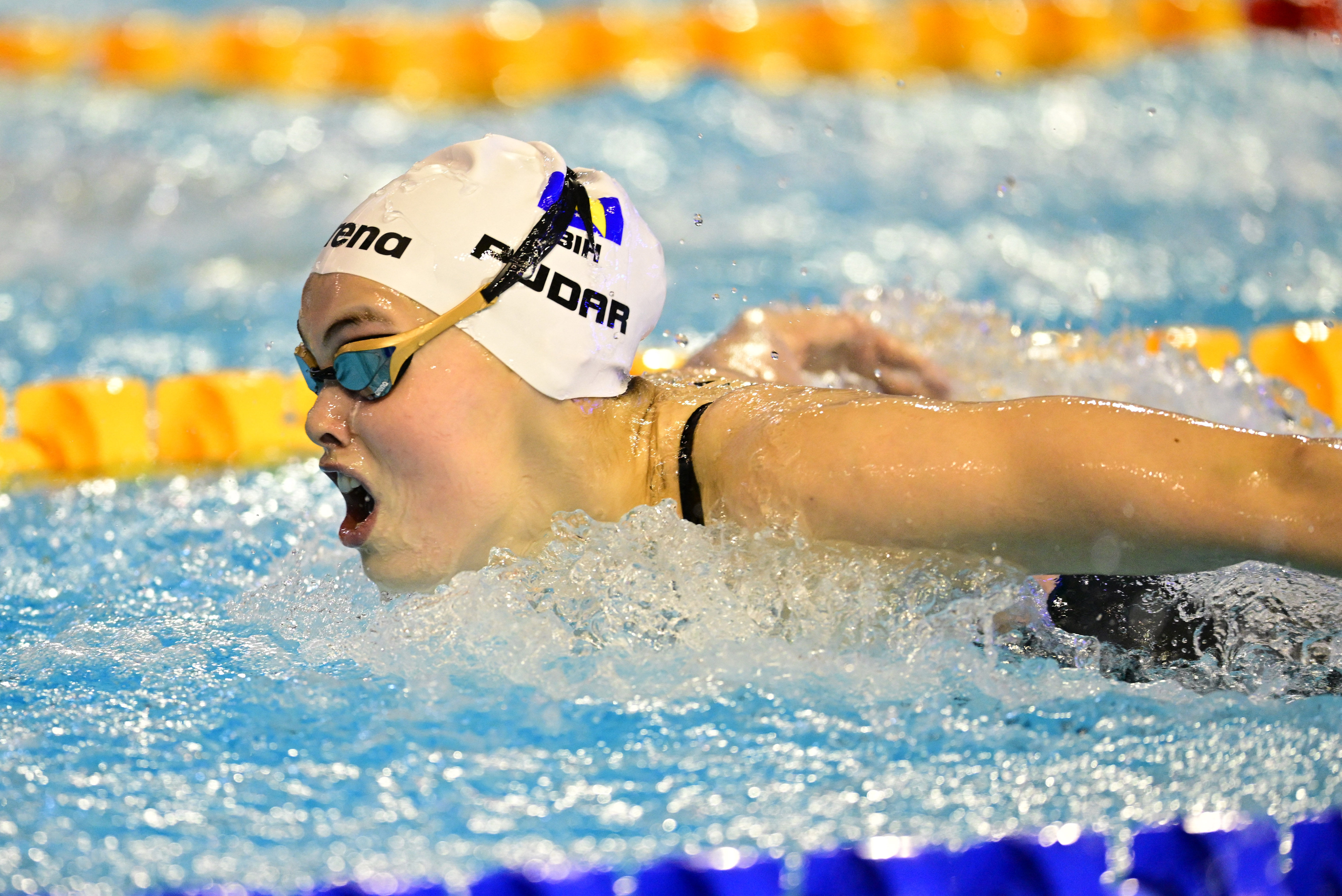 Lana Pudar of Bosnia and Herzegovina competes to place third in the women's 200m