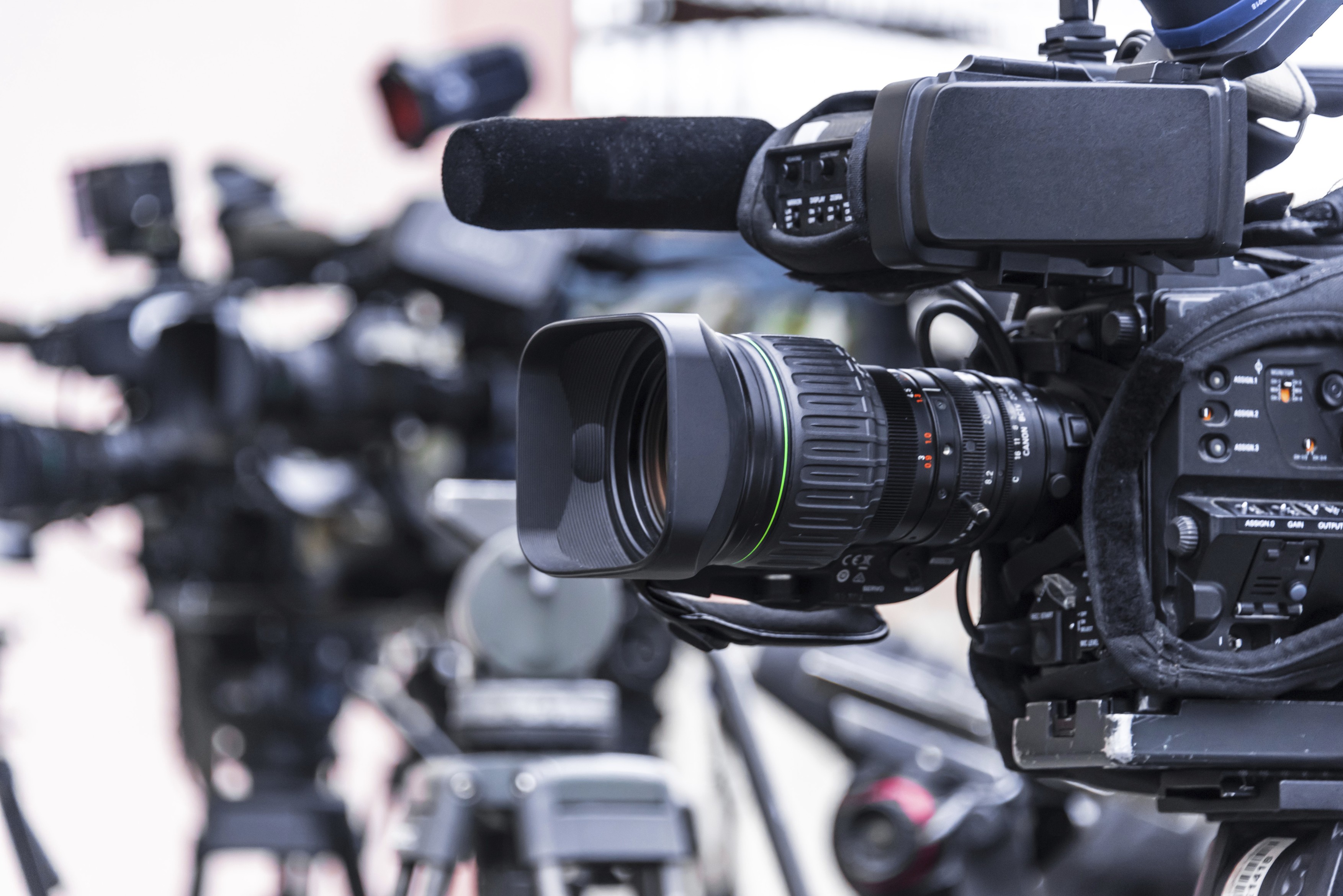 Professional tv cameras on tripods recording social event on the street,Image: 776405808, License: Royalty-free, Restrictions: , Model Release: no  , Credit line: monticello / imageBROKER / Profimedia