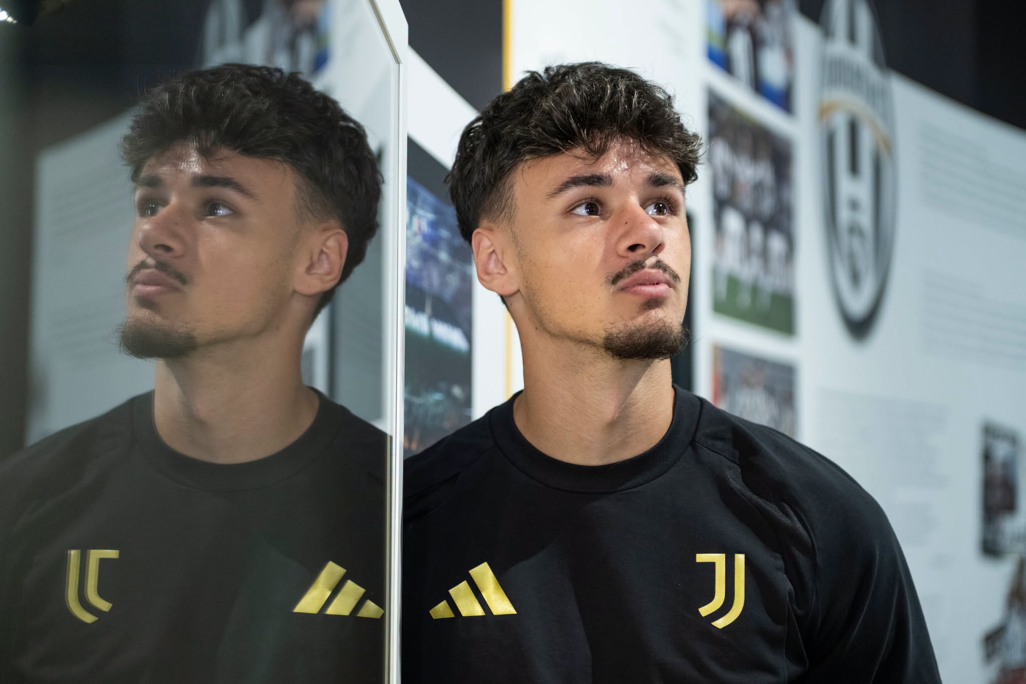 TURIN, ITALY - SEPTEMBER 15: Kerim Alajbegovic  of Juventus visits the Juventus Museum on September 15, 2026 in Turin, Italy. (Photo by Alberto Gandolfo - Juventus/Juventus FC via Getty Images)