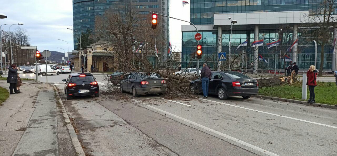 Бањалука - стабло пало на два возил