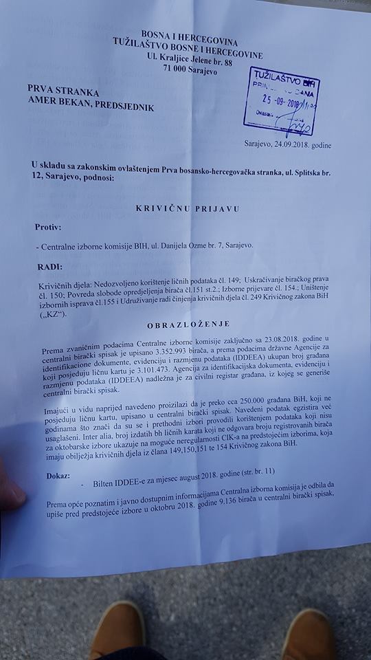 Amer Bekan, krivična prijava