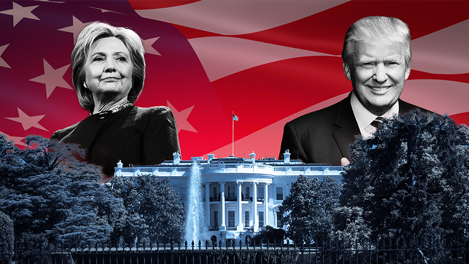 americki izbori poster 2 hilari tramp tamije