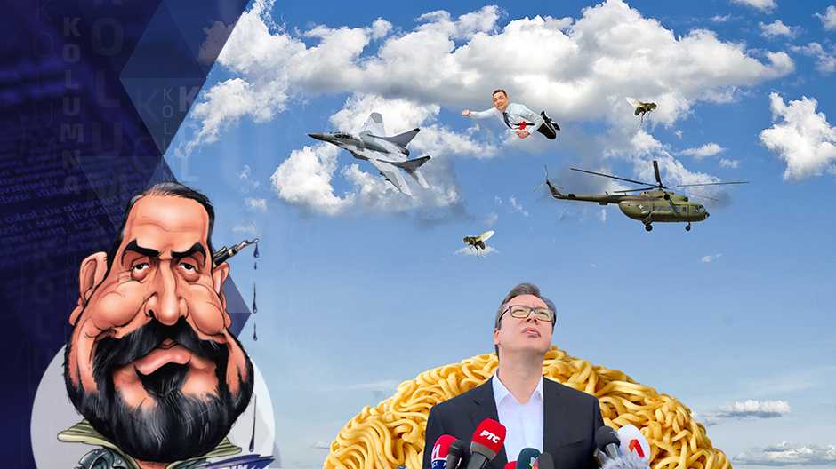 draza petrovic kolumna poster vucic i helikopter