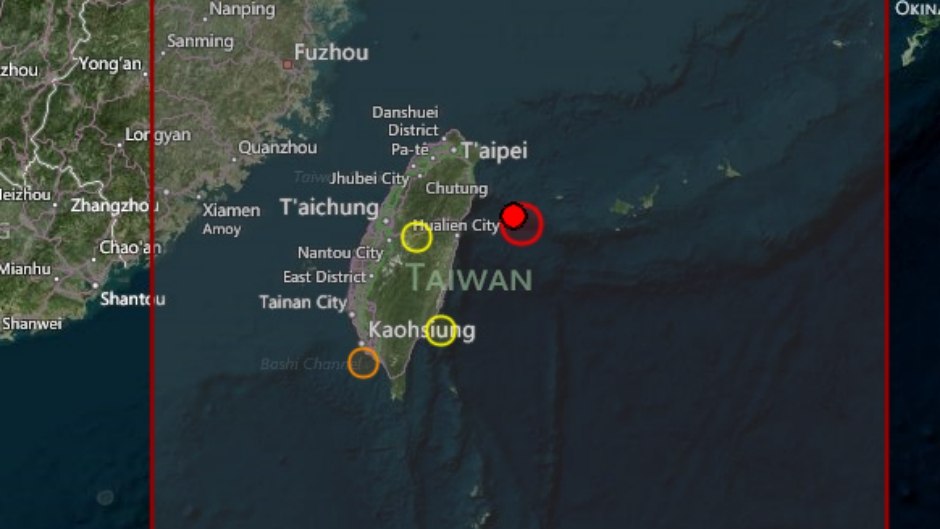 potres tajvan