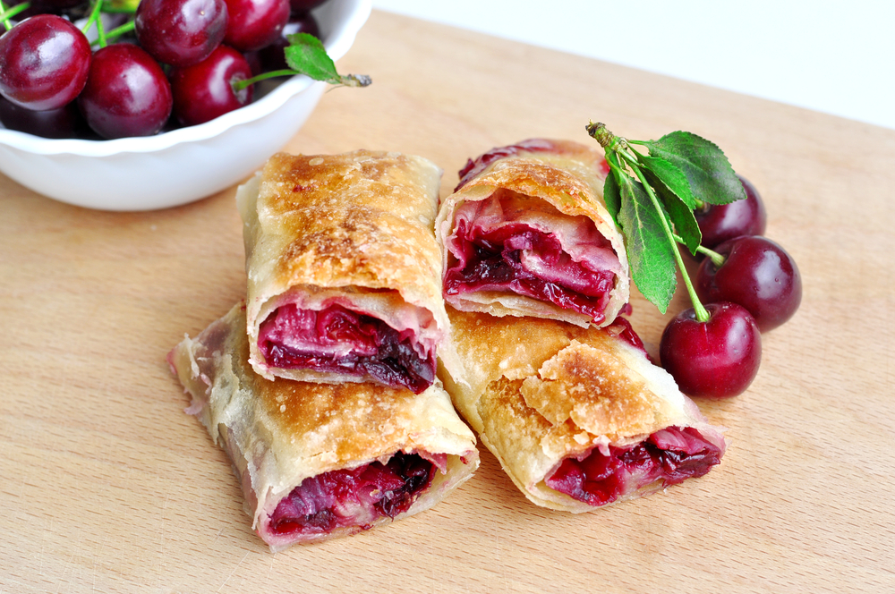 Delicious,Homemade,Cherry,Pie.sweet,Slices,Of,Cherry,Strudel,On,A