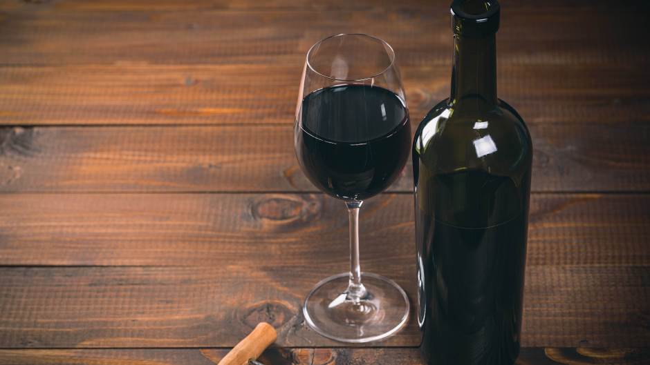 Vino, čaša, boca, flaša, crno vino