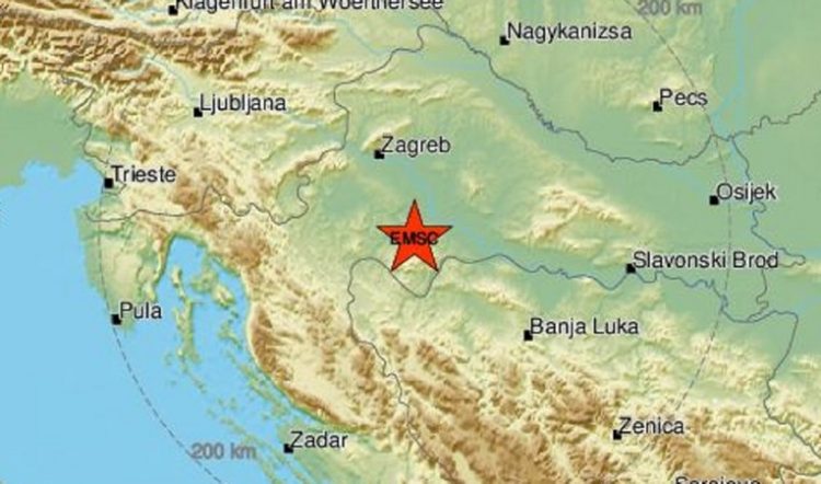 Potres magnitude 3.9 po Richteru potresao Sisak
